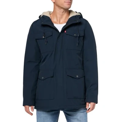 Image of Levi&#039;s Men&#039;s Arctic Cloth Sherpa Lined Parka, Soft Touch Navy, S