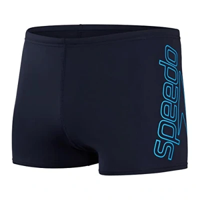 Image of Speedo Men&#039;s Boom Logo Placement Aquashort, True Navy/Bondi Blue, 28