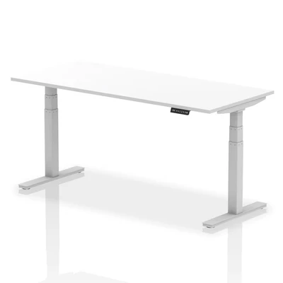 Image of Air 1800/800 White Height Adjustable Desk With Silver Legs HA01012