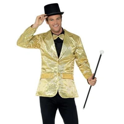 Image of Smiffys Sequin Jacket, Mens, Gold , Party &amp; Carnival Fancy Dress, Dress Up Costumes