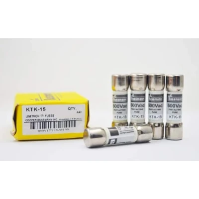 Image of (5 Pack) Bussmann KTK 15 Fuse 892583 Amp 600 Volt Fast Acting Melamine Tube