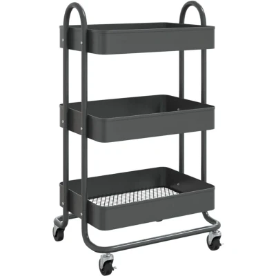 Image of vidaXL 3 Tier Trolley Anthracite 43x34x79 cm Steel