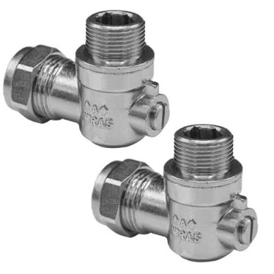 Image of UKDD® 15mm x 1/2&quot; Male Threaded Flat Faced Isolation Ball o fix Angle Valves for Flexible Tap Connector (Pair)