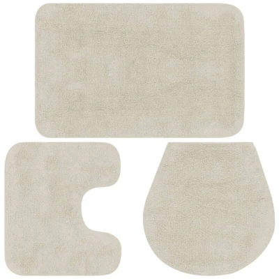 Image of vidaXL Bathroom Mat Set 3 Pieces Fabric White