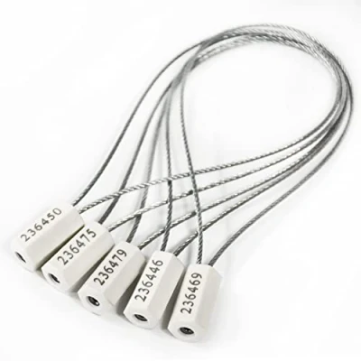 Image of 100pcs Numbered Security Cable Seals Tamper Evident Steel Wire Seal Tags Pull Tite Metal Self Locking Shipping (White)