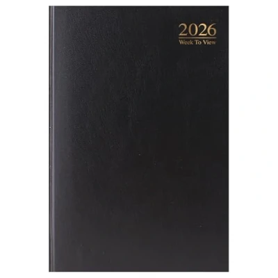 Image of ZOPPER A5 2025 Week to View Diary Black Hard Backed Cover &amp; Ribbon Marker Weekly Planner for Home, Business, Office, and Personal Use