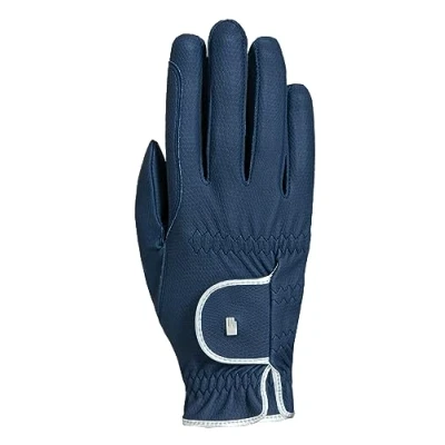 Image of Roeckl Sports equestrian gloves LONA, ladies summer riding glove, navy/silver 8