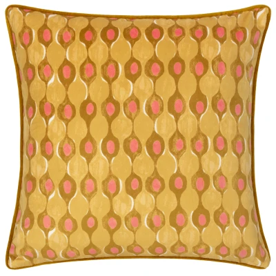 Image of furn. Alentejo Piped Velvet Feather Filled Cushion Yellow Size 43 cm x
