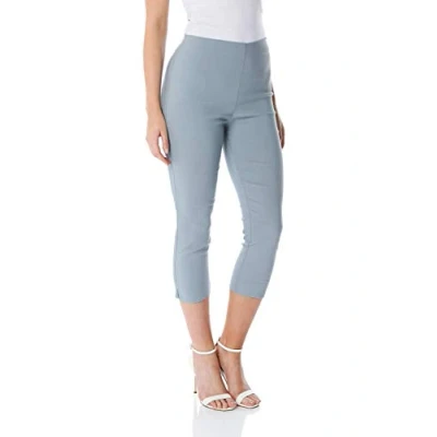 Image of Roman Originals Cropped Trousers for Women UK Ladies Capri Leggings Summer Pants Short Crop Stretch 3/4 Length Three Quarter Pedal Pusher Clothes Elasticated Bengaline Cut Off Grey Size 12