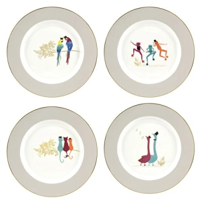 Image of Portmeirion Home &amp; Gifts SMPB78987 XG Cake Plates Range II S/4 Boxed Set, White/Gold