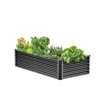 Image of VEVOR Metal Raised Garden Bed, 6 x 3 1.5 ft Outdoor Galvanized Planter Box, with Open Bottom, Large Bed for Gardening Vegetables,