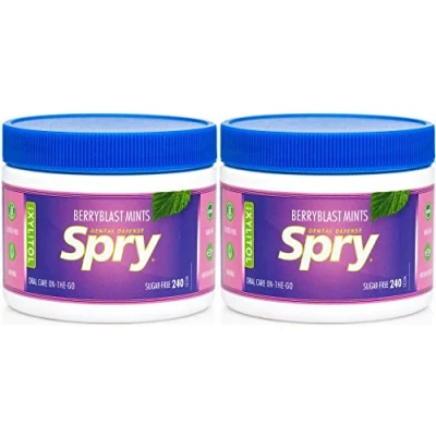 Image of Spry Xylitol Berry Blast Mints Sugar Free Sweets Oral Health Promoting Breath Candy, Dry Mouth Bullets That Increase Saliva Production, Eliminate Bad Breath, 240 Count (Pack of 2