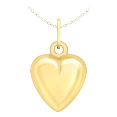 Image of Carissima Gold Women&#039;s 9 ct Yellow x 15 mm Heart Pendant on 0.6 Soldered Trace Chain Necklace of Length 41 cm/16 Inch