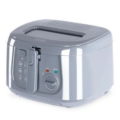 Image of LIVIVO Electric 2.5L Deep Fat Countertop Fryer Non Stick Coating, Internal Mesh Basket with Safety Handle and Viewing Window Easy Clean (White) (Grey)
