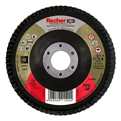 Image of fischer Set of 10 AP Zircon Flat Grinding Disc for Steel and Stainless 115mm Bore Diameter 22.23mm Grit 120
