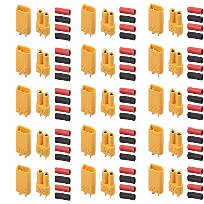 Image of RUNCCI YUN 30Pcs Premium XT30 Bullet Connector, 15Pair Male Female Battery Gold Plated Connector Power Plug with Heat Shrink Tube, for RC Lipo Car Boat