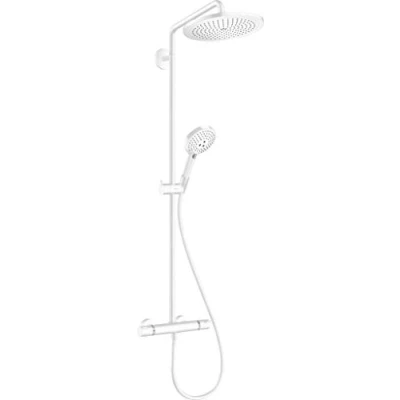 Image of hansgrohe Croma Select S Showerpipe 280 Water Saving Shower System (Shower Head, Rail, Thermostat, Hose, 3 Jet Types) Matte White