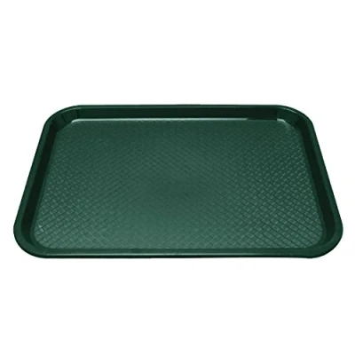 Image of Olympia Kristallon Fast Food Tray, Small Size: 345 x 265 mm/ 13.5 10.5 inch, Green Polypropylene, Plastic Rectangular Restaurant Serving Commercial Bistro and Home Use, DP214