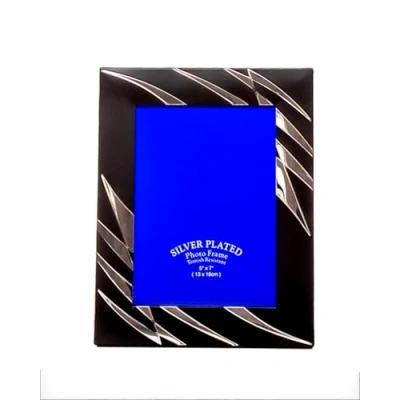 Image of Black &amp; Silver Plated Photo Frames (Black Silver, 5 x 7&quot;)