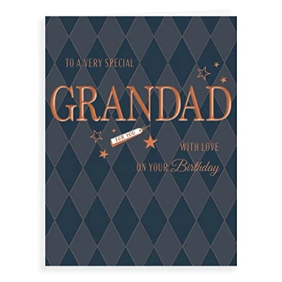 Image of Piccadilly Greetings Avant Garde Studios Classic Birthday Card Grandad 8 x 6 inches, whiteyellowblueblack