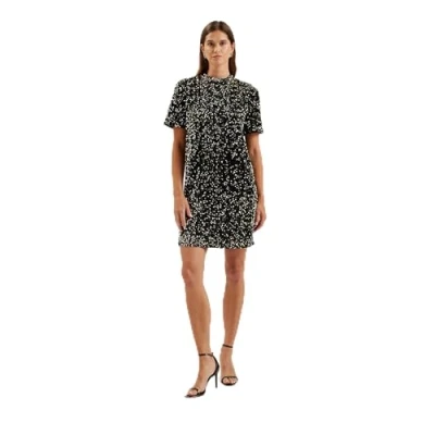 Image of Ted Baker Women&#039;s WMD AUDRIYY Velvet Sequin T Shirt Mini Dress Special Occasion, Black, 14