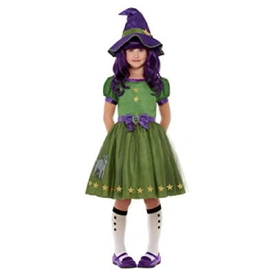 Image of Smiffys Santoro The Hour Costume, Green with Dress, Hat &amp; Broom, Officially Licensed Gorjuss Fancy Child Dress Up Costumes