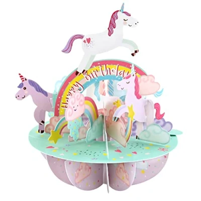 Image of SANTORO Pirouette, 3D Pop Up Greeting Card Unicorns Gift For Her, Daughter, Girls, Kids Unicorn Birthday