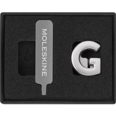 Image of Moleskine Pin for Notebook or Planner Letter G, Pin, Customize The Elastic Closure, Special Customized Gift, Color Silver