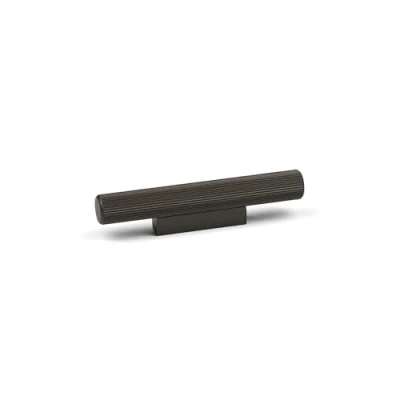 Image of 32mm Dark Grey Reeded Grooved Cabinet Handle Door Drawer Pull Knob