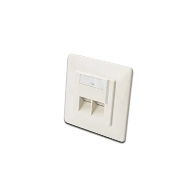 Image of DIGITUS Junction Box Cat 5e 2 Port RJ45 Flush Mounted Network Socket Horizontal Supply Designable Pure White LSA