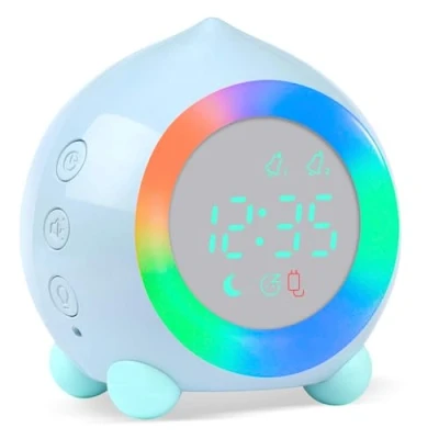 Image of Ayybboo Alarm Clock for Kids Digital Sunrise Simulator Bedside Mains Powered Girls Boys Bedroom LED Silent (Blue)