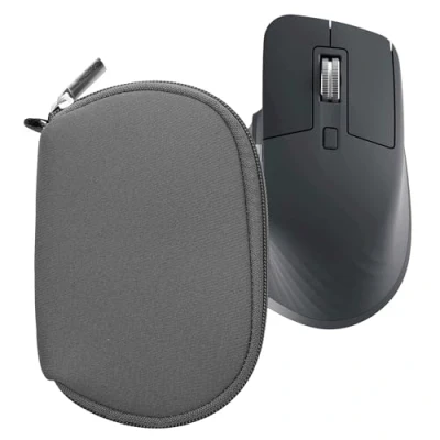 Image of kwmobile Neoprene Case Compatible with Logitech MX Master 3 / 3S 2S for Mouse Soft Pouch Carry Bag Dark Grey