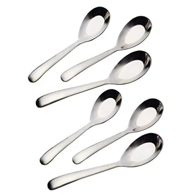 Image of HornTide 6 Piece Soup Spoon Set Chinese Flatware Stainless Steel Mirror Polishing 6.5 Inch 16.5cm