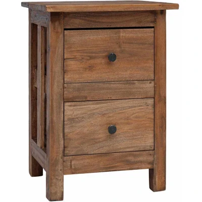 Image of vidaXL Solid Reclaimed Wood Nightstand Handmade Rustic Bedside Cabinet with 2 Drawers Eco friendly Living Room/Bedroom Furniture