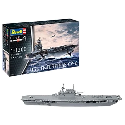 Image of Revell 05824 USS Enterprise CV 6 1:1200 Scale Unbuilt/Unpainted Plastic Model Kit