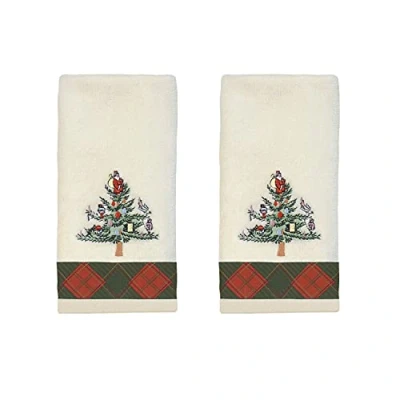 Image of Avanti Linens Spode Christmas Tree Collection, Cotton, Red Tartan, 2pc Fingertip Towels