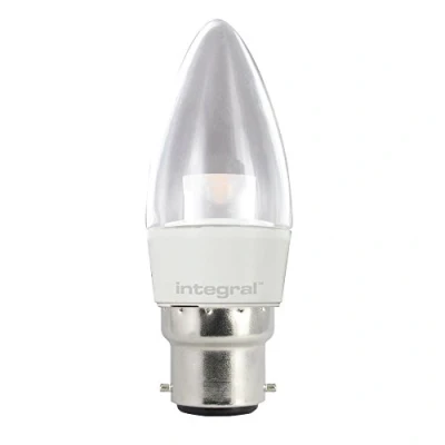 Image of Integral LED Warm Light Non Dimmable Bulb Clear Candle Lamp (B22 Large Bayonet, 3.8 W, 2700 k, 250 lm) White
