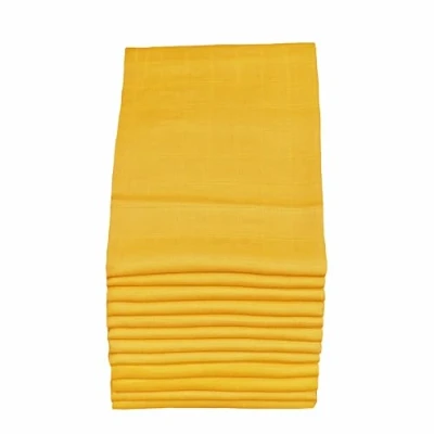 Image of MuslinZ 12PK 100% Pure Cotton Baby Muslin Squares Burp Cloths 70x70cms (Mustard)