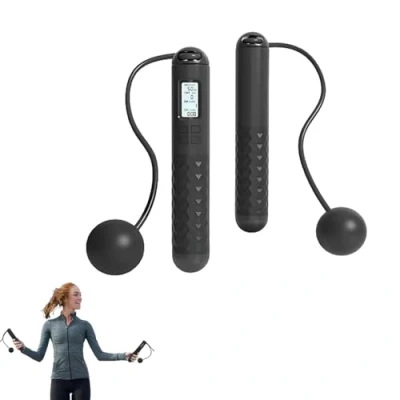 Image of Skipping Rope with Counter, Jump Ropes for Fitness, Adult Digital Counter Women Men and Kids, Weighted Handles, Exercise, Boxing, MMA, Gym (black)
