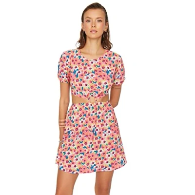 Image of Trendyol Women Petite Mini A line Regular fit Woven Dress Orange