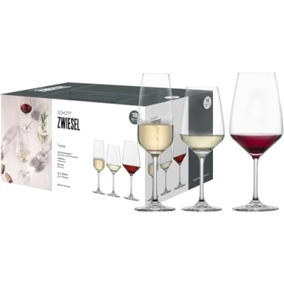Image of Schott Zwiesel wine glass set (champagne glasses. white glasses &amp; red glasses) Tulip 18 piece