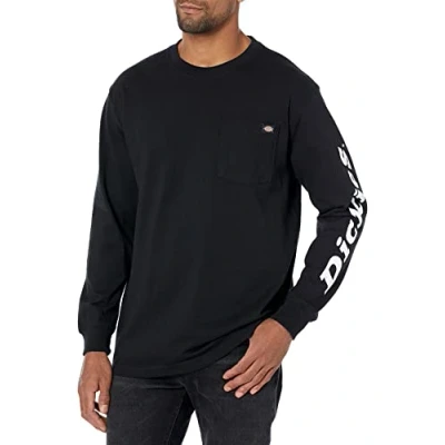 Image of Dickies Men&#039;s Long Sleeve Wordmark Graphic T Shirt, Knit Black, 2X