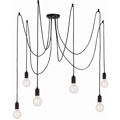 Image of Studio 6 Light Cluster Pendant Matt Black Paint, E27