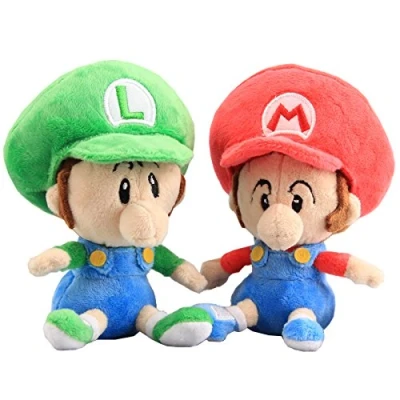 Image of uiuoutoy Game Toys Baby Mari Luigi Wario Waluigi Plush Doll Soft Stuffed (Baby &amp; Luigi)