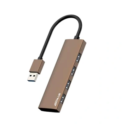 Image of ANYPLUS USB Hub, 3.0 Hub Aluminum Alloy Ultra Slim Splitter, Portable 4 Port Extender, for Laptop, PC, MacBook, iMac, Surface Pro, Mac Flash Drive, XPS【Brown】