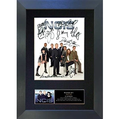 Image of NCIS Signed Autograph Mounted Photo Reproduction PRINT A4 Rare Perfect Present Birthday Christmas (297 x 210mm) #739 (Black Frame)