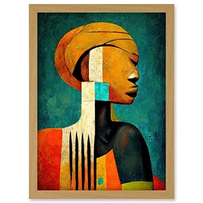 Image of Doppelganger33 LTD Modern African Abstract Gold &amp; Bold Artwork Framed A3 Wall Art Print