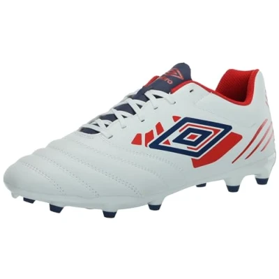 Image of Umbro Men&#039;s Tocco 4 League Fg Soccer Cleat, White/Blue/Red, 6.5 UK