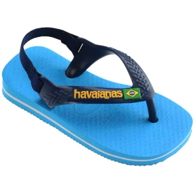 Image of Havaianas Baby Brasil Logo Ii Turquoise/Navy Blue 23/24