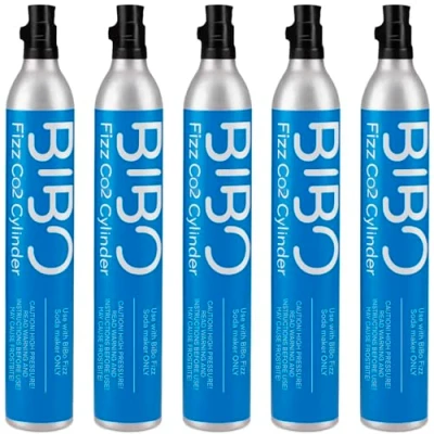 Image of BIBO Fizz Gas Cylinder Multipack CO2 Canister for Sparkling Water and Soda Maker Machine Make Carbonated Fizzy Drinks at Home 60 Litre, 5 Pack